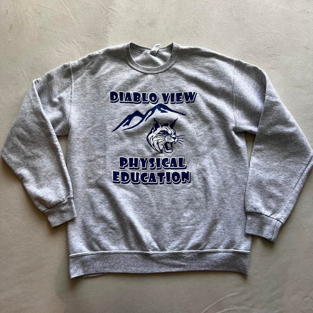 Diablo View Physical Education Crewneck Sweatshirt Cat Vintage Workout Gym